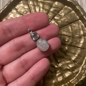 Blue Flash Moonstone Aquamarine Pendant